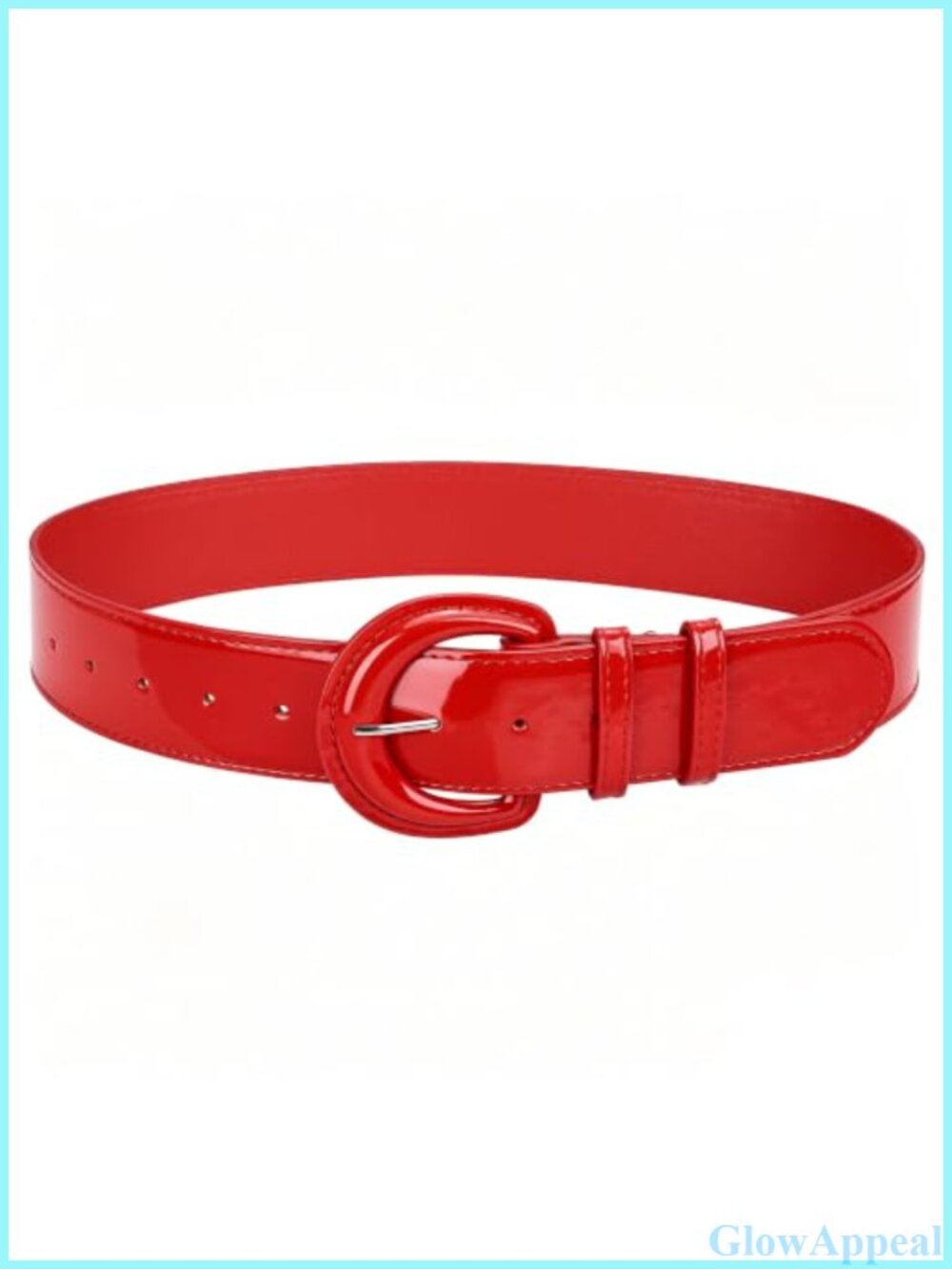 Women's Wide Faux Patent Leather Fashion Belt Chunky Buckle Adjustable